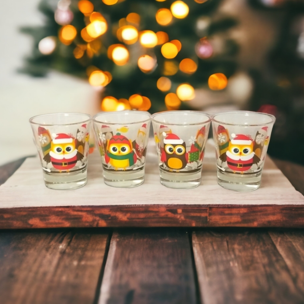 Cerve Italy Lory The Owl Christmas Shot Glasses/Christmas Barware